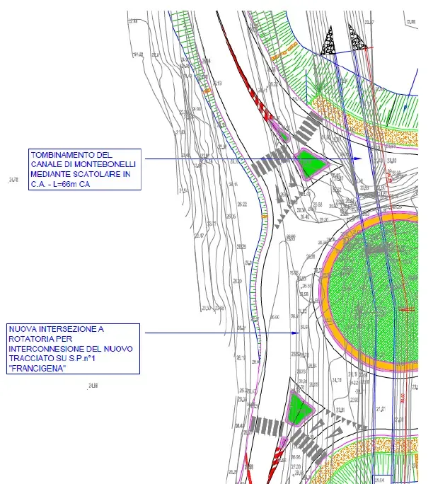 Elaborato grafico per il progetto Tombamento idraulico del canale Montebonelli
