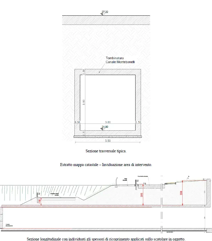 Elaborato grafico per il progetto Tombamento idraulico del canale Montebonelli