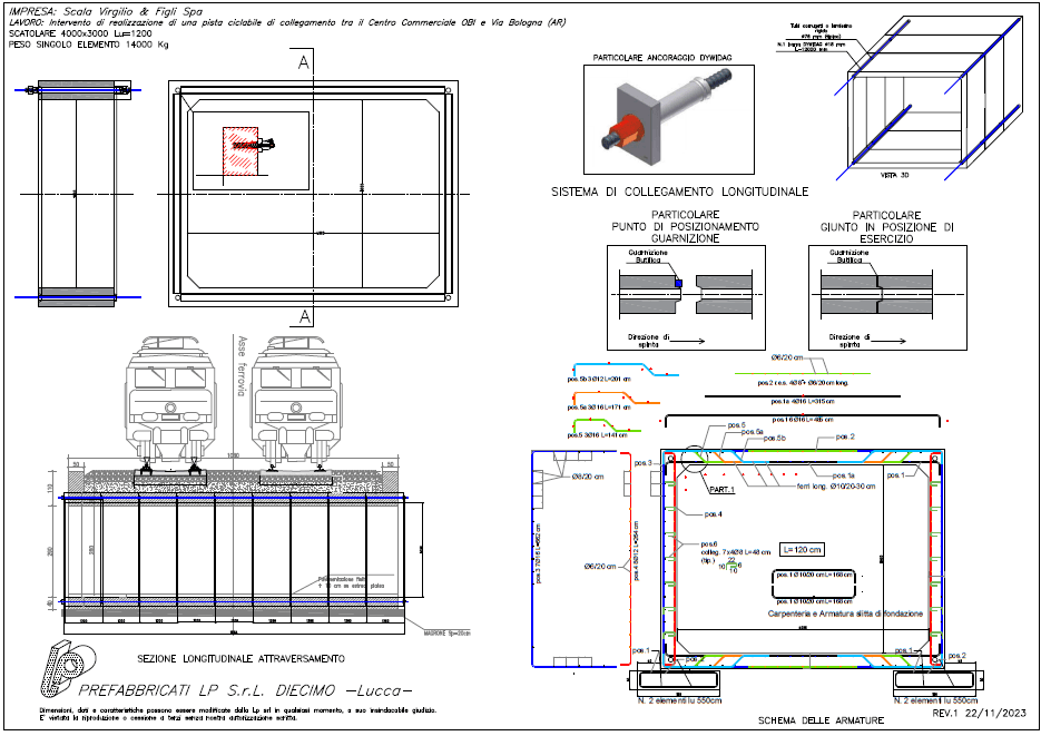 Elaborato grafico per il progetto Sottopasso Ferroviario Ciclopedonale – Stazione di OBI-Arezzo